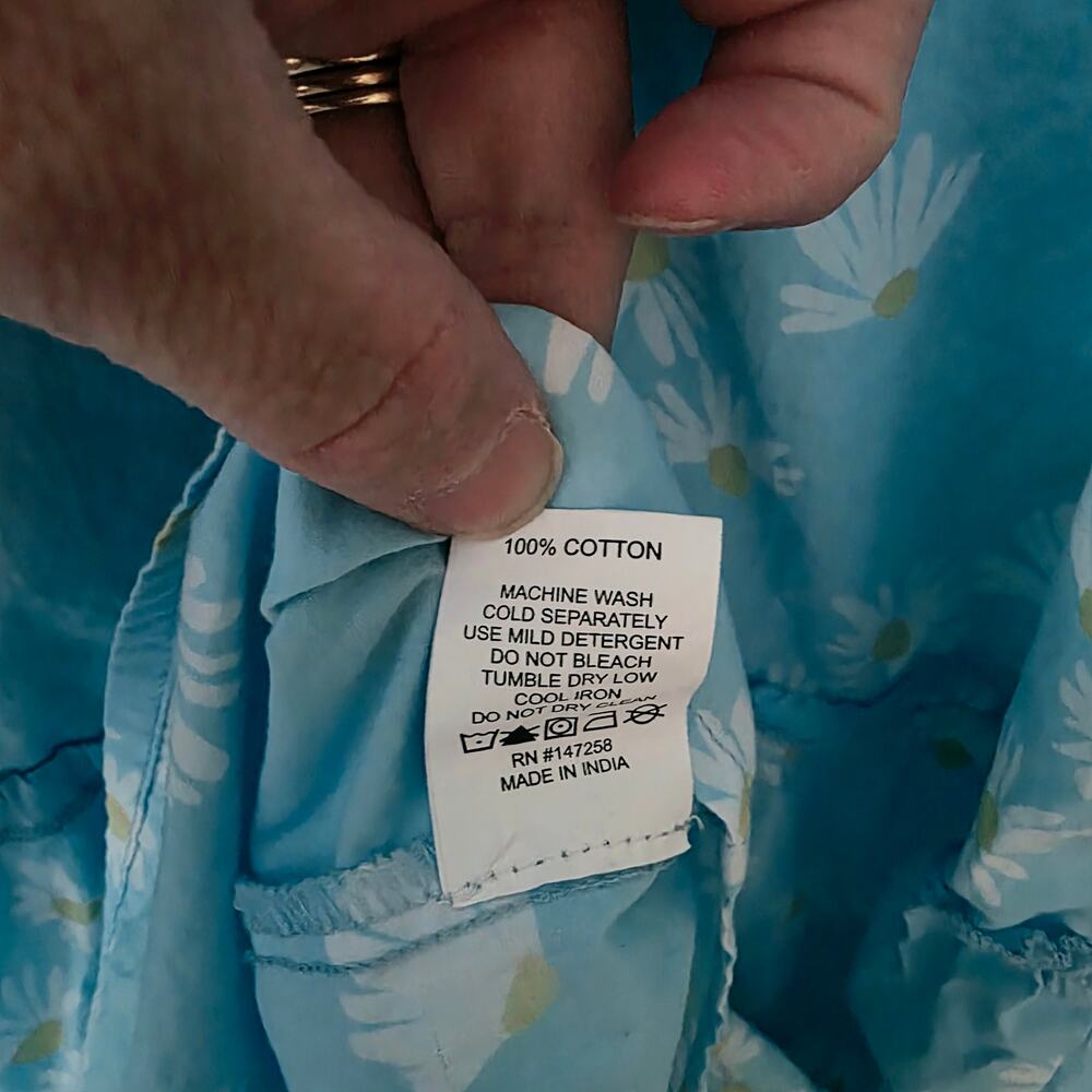 Simply Southern Blue with White Daisies Ruffle Maxi Dress size Large - Picture 7 of 9